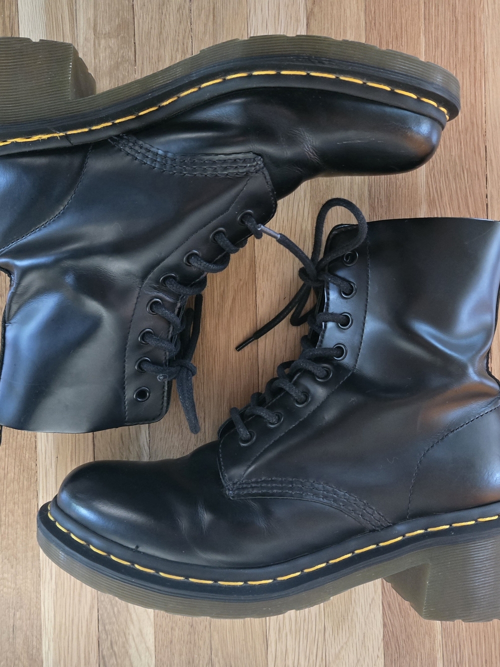Dr. Martens Black Leather Almond Toe Heeled Boots | Women's 9 - Picture 5 of 7
